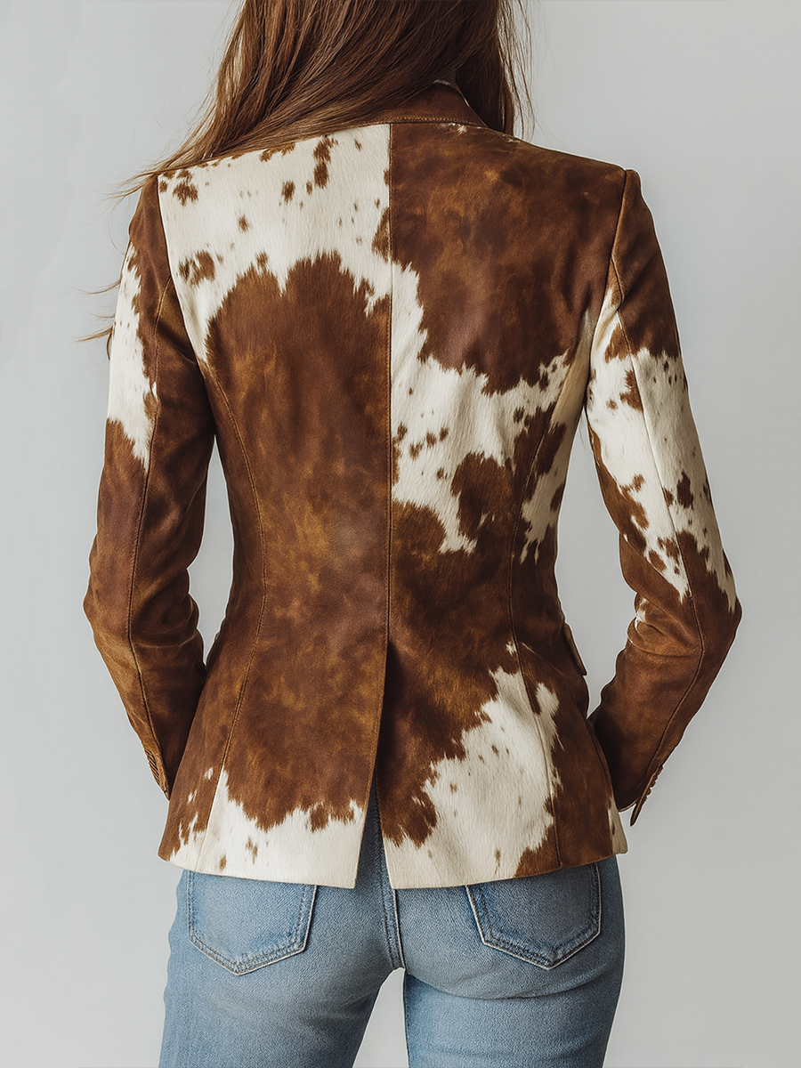 Delaney | Vintage Cow Print Eco-Friendly Blazer