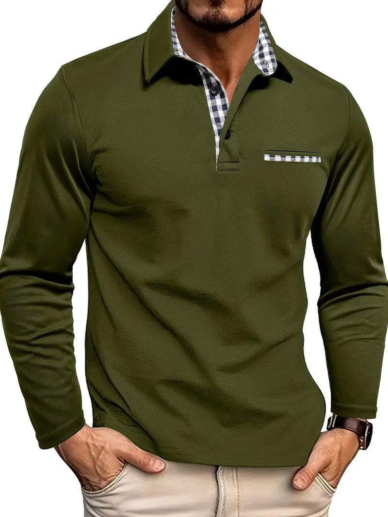 Henri | Long Sleeve Polo Shirt with Tailored Sturdy Build for Men