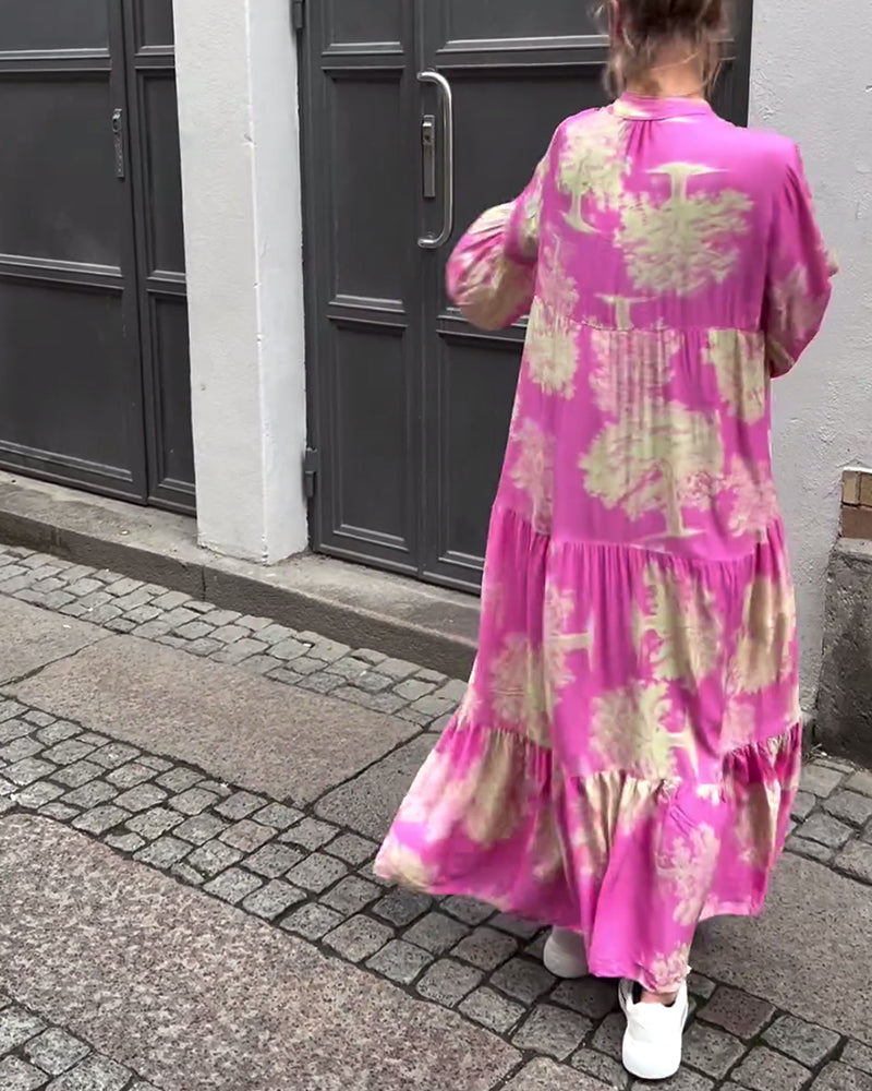 Giavanna - Casual Flared Sleeve Long Printed Dress