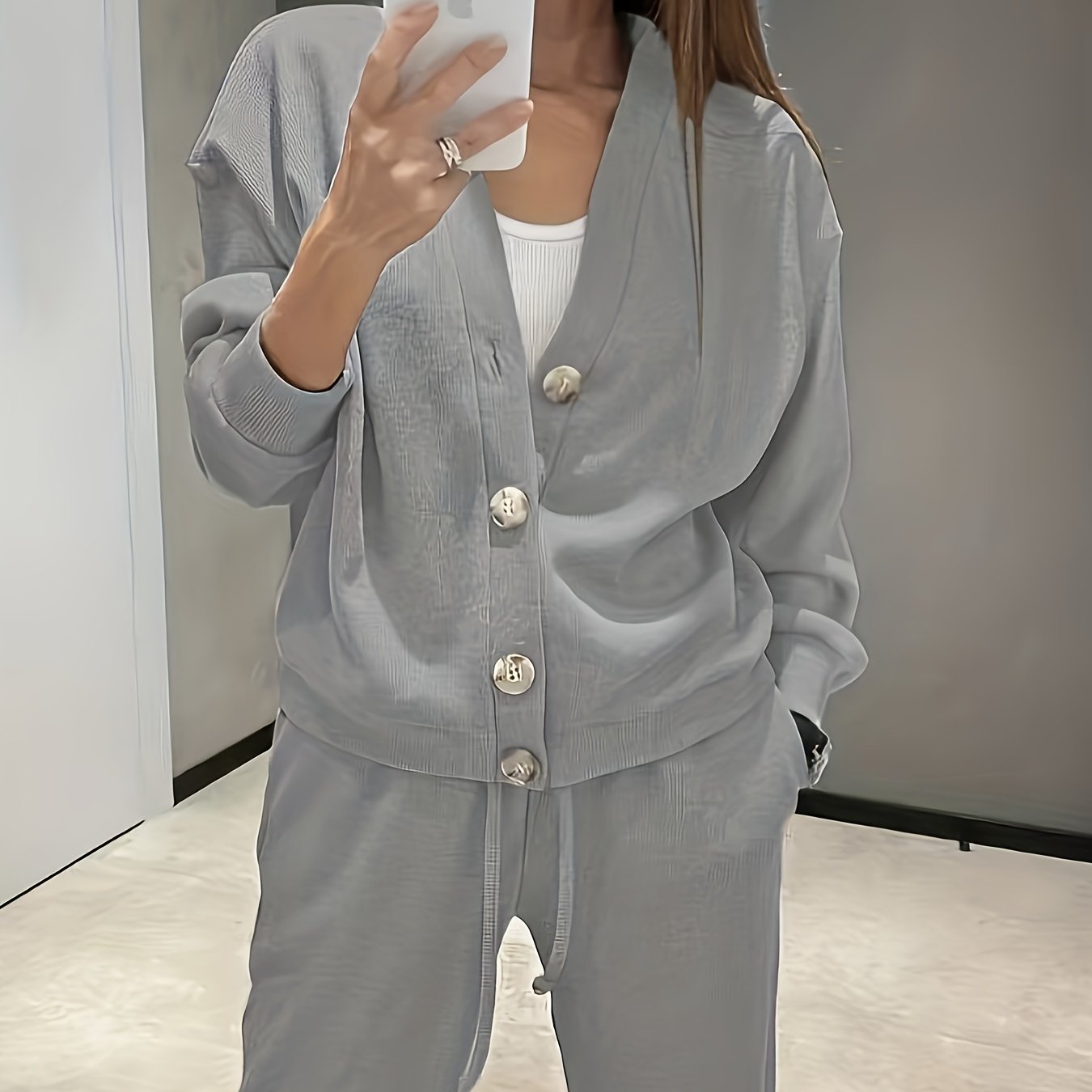 Zara - Soft Button-Front Jacket with Pants Set