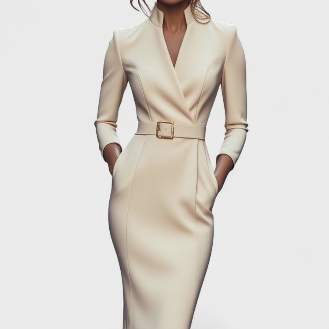 Mandarin Luxe - Maxi Dress With Belt