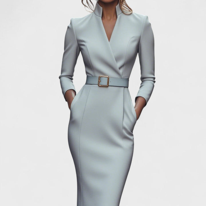Mandarin Luxe - Maxi Dress With Belt
