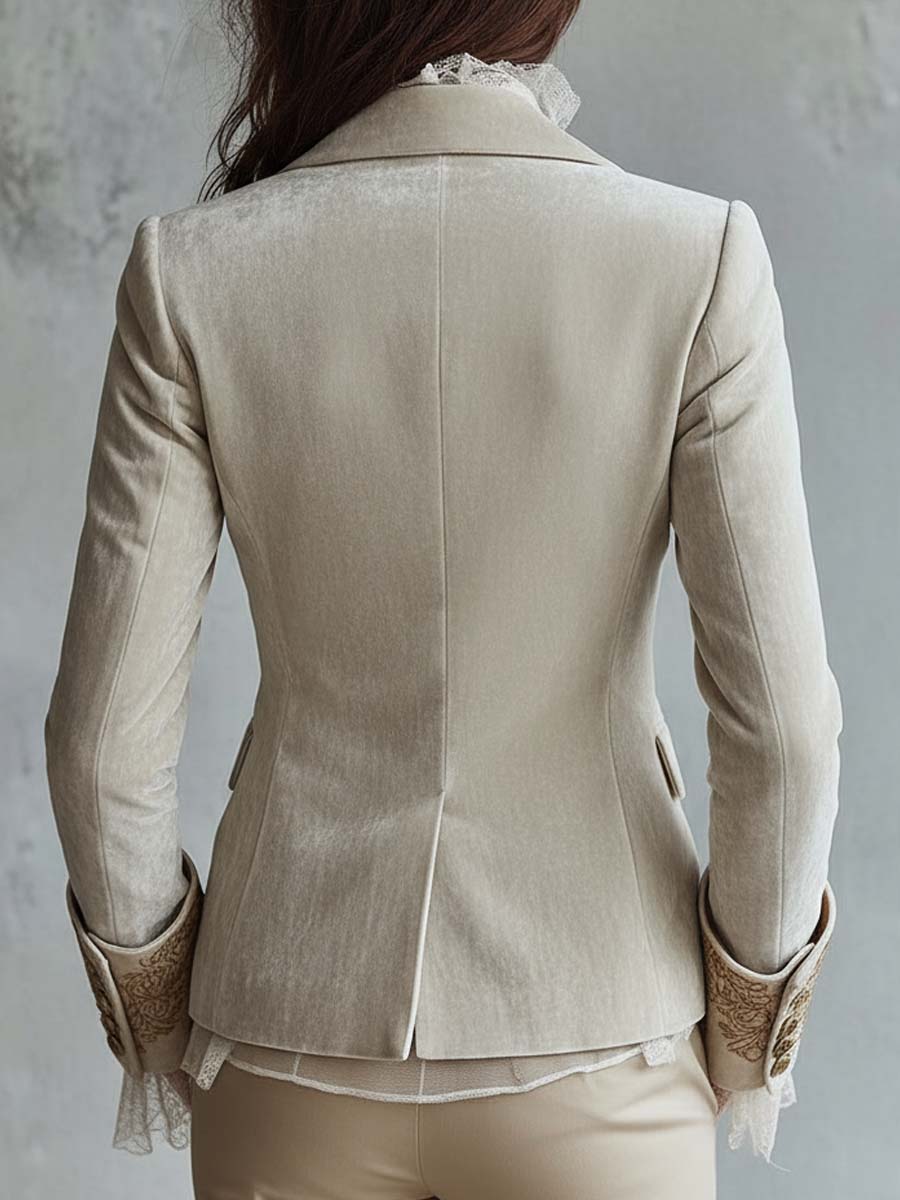 Ivette | Ivory Embroidered Tailored Blazer