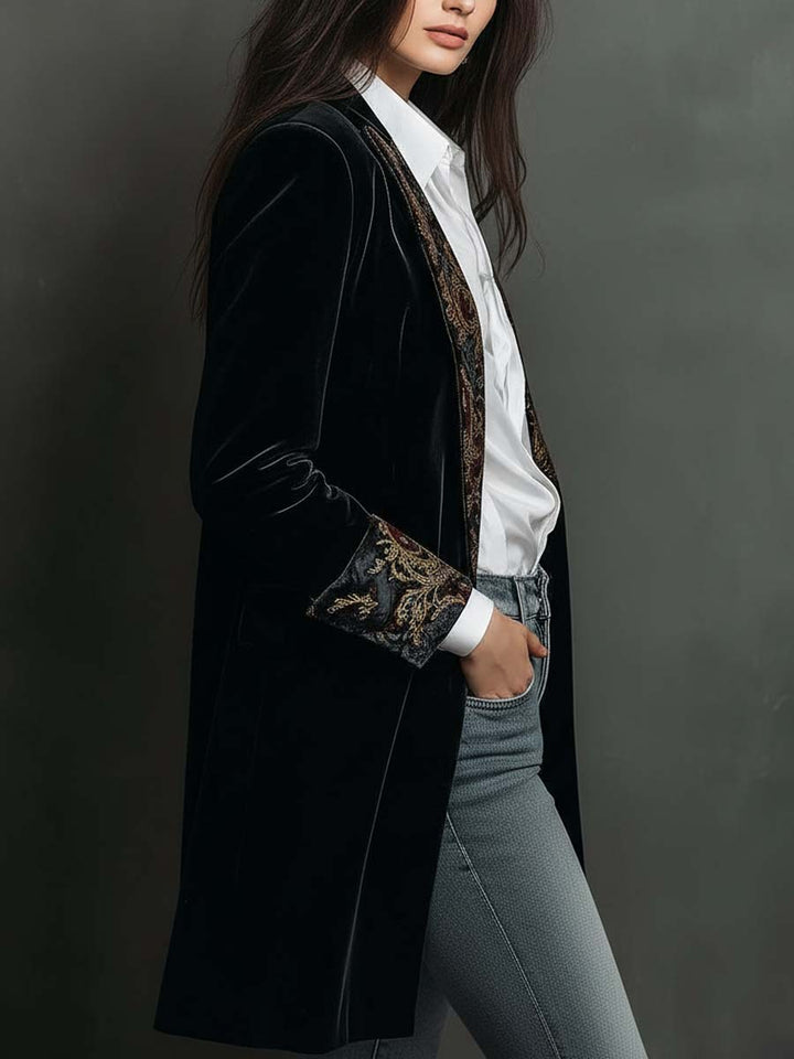 Marlene | Baroque Print Lapel Slim-Fit Blazer