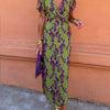 Della - Women's Pleated Floral Print Boho Dress