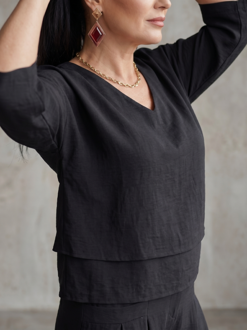 River | Layered Top and Wide Leg Trouser Set with Modern Cut for Women