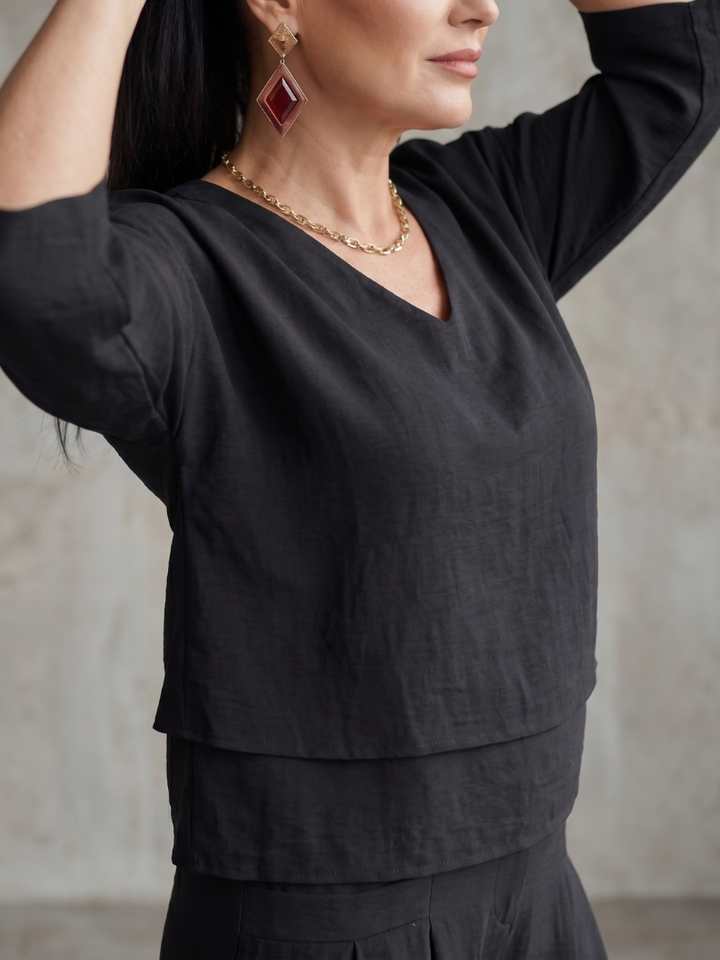 River | Layered Top and Wide Leg Trouser Set with Modern Cut for Women