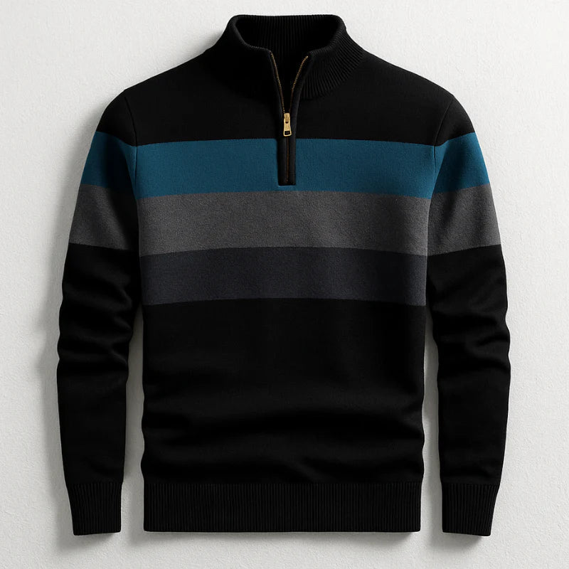 Elston | Midweight Cotton Quarter Zip Sweater with Clean Lines for Men