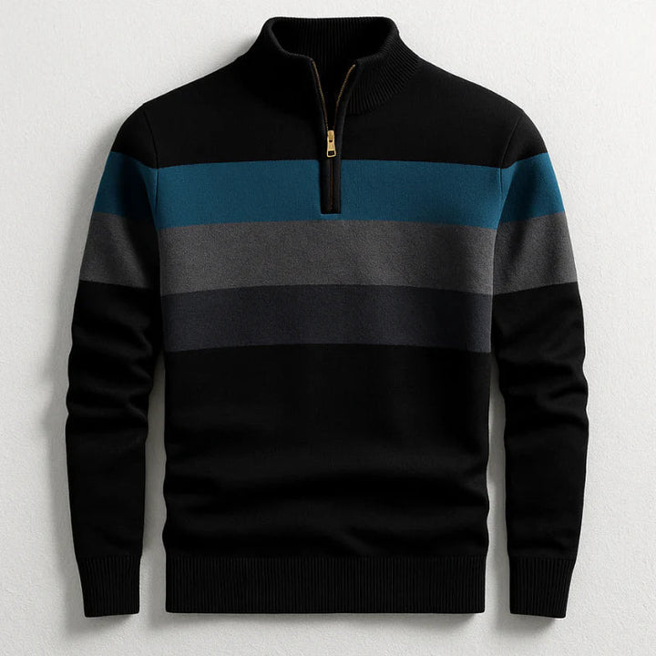 Elston | Midweight Cotton Quarter Zip Sweater with Clean Lines for Men