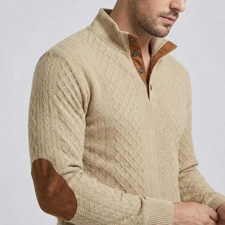 Langston | Classic High Collar Pullover with Clean Knit Body for Men