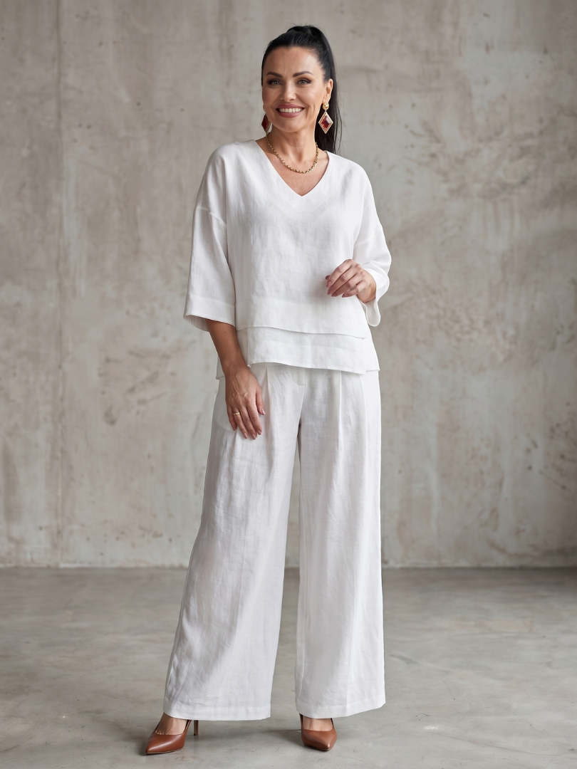 River | Layered Top and Wide Leg Trouser Set with Modern Cut for Women