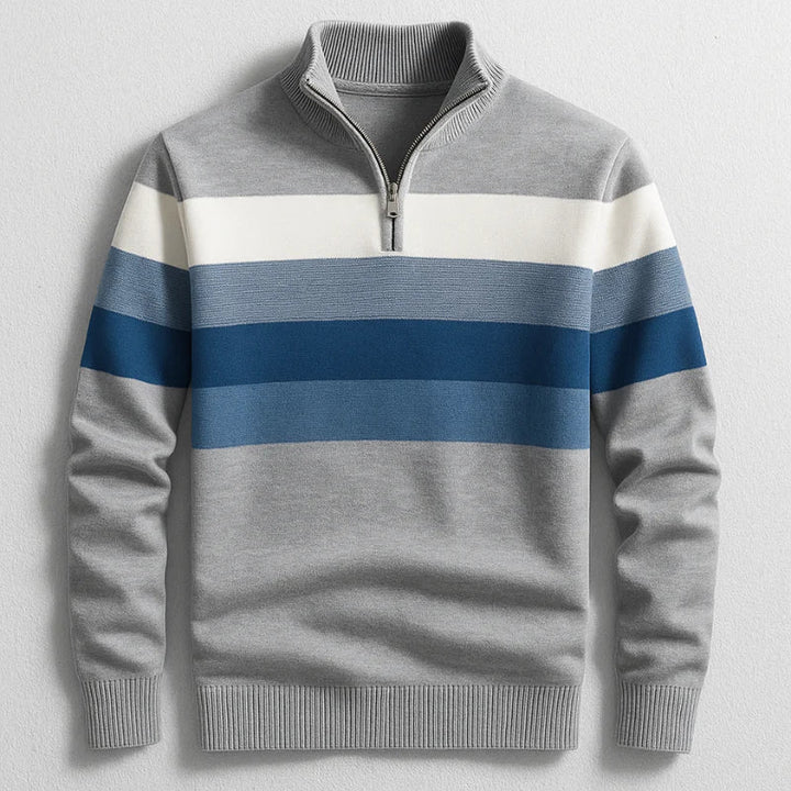 Elston | Midweight Cotton Quarter Zip Sweater with Clean Lines for Men