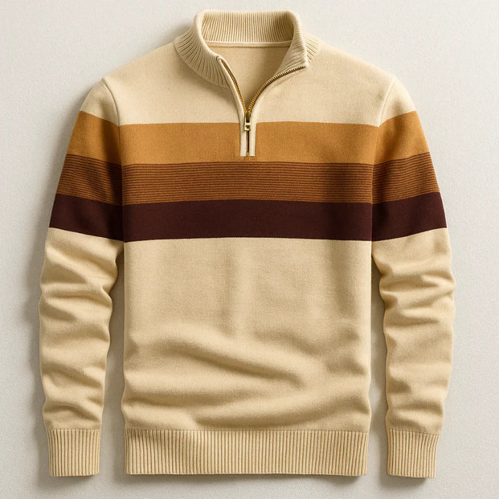Elston | Midweight Cotton Quarter Zip Sweater with Clean Lines for Men