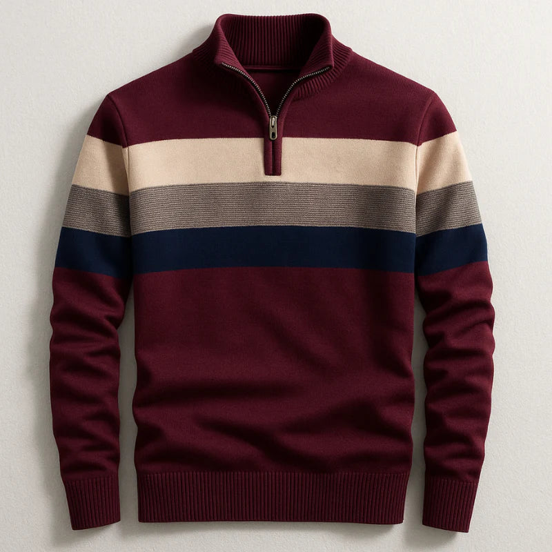 Elston | Midweight Cotton Quarter Zip Sweater with Clean Lines for Men