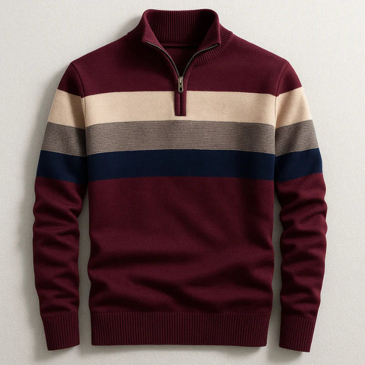 Elston | Midweight Cotton Quarter Zip Sweater with Clean Lines for Men