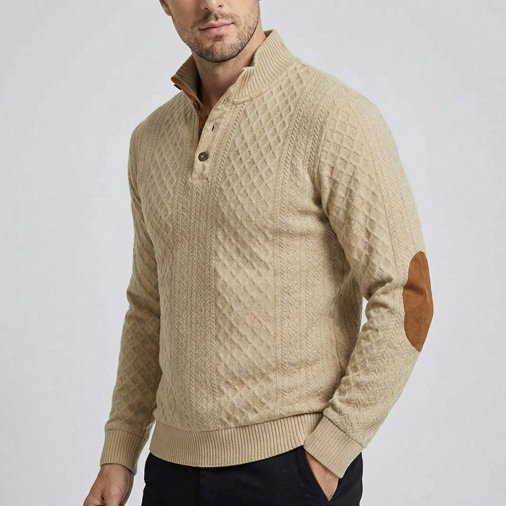 Langston | Classic High Collar Pullover with Clean Knit Body for Men