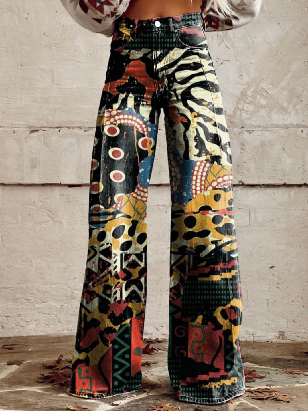 ÉLODIE™ | Wide Pants with Elegant and Bold Artistic Pattern