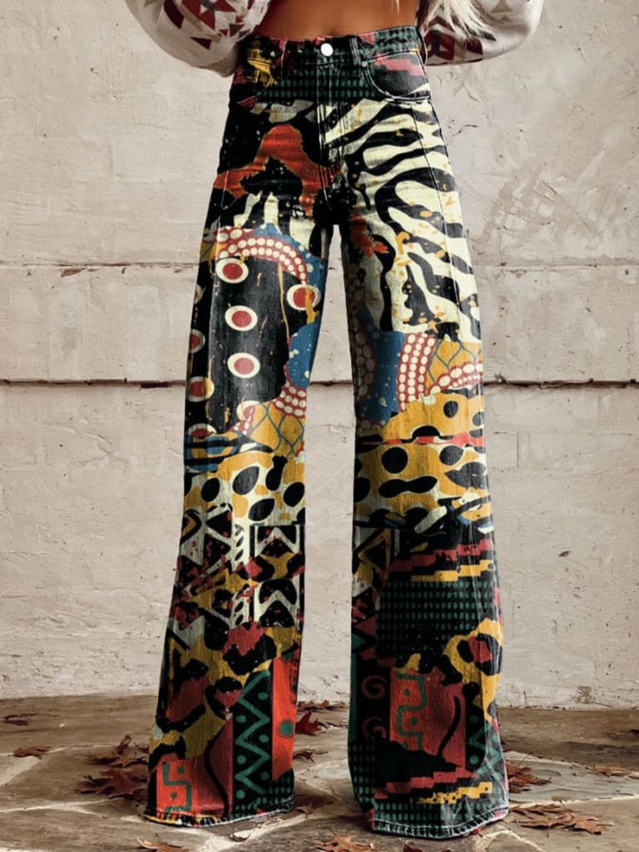 ÉLODIE™ | Wide Pants with Elegant and Bold Artistic Pattern
