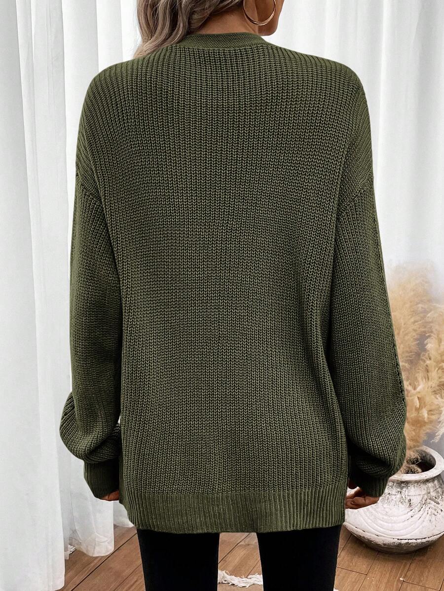 Anneliese | Open Front Pointelle Knit Cardigan with Drop Shoulder for Women