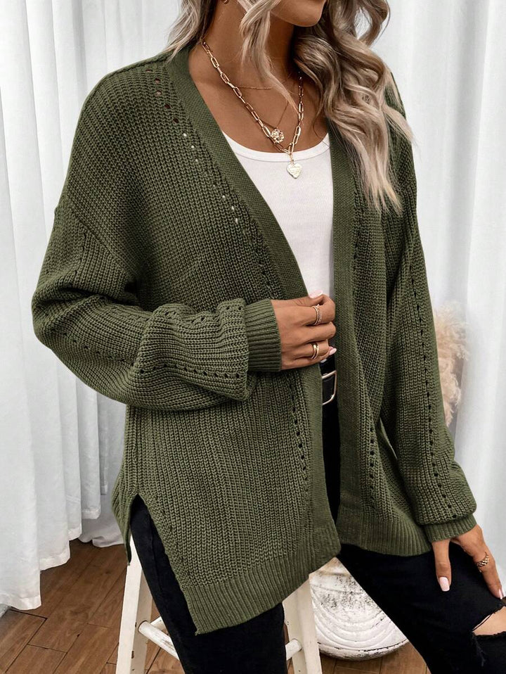 Anneliese | Open Front Pointelle Knit Cardigan with Drop Shoulder for Women
