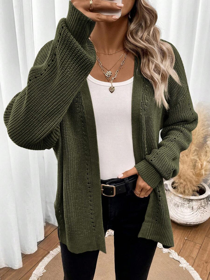 Anneliese | Open Front Pointelle Knit Cardigan with Drop Shoulder for Women
