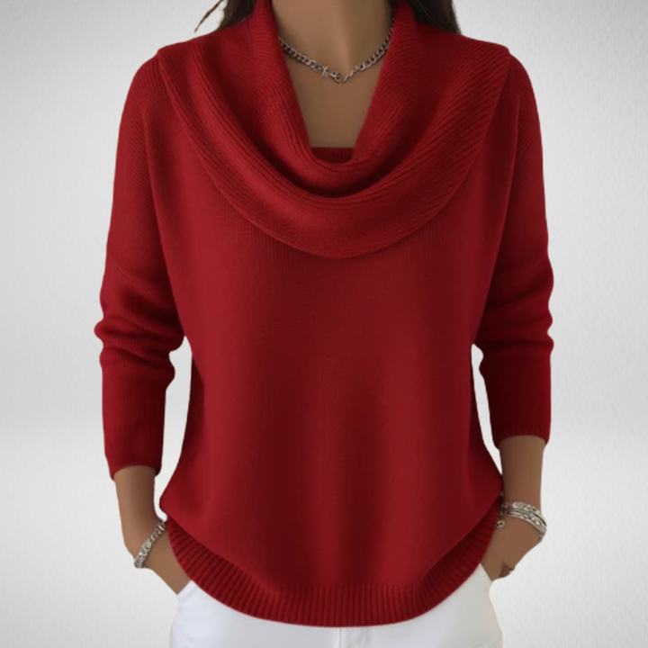 Marielle – Elegant Draped-Collar Sweater