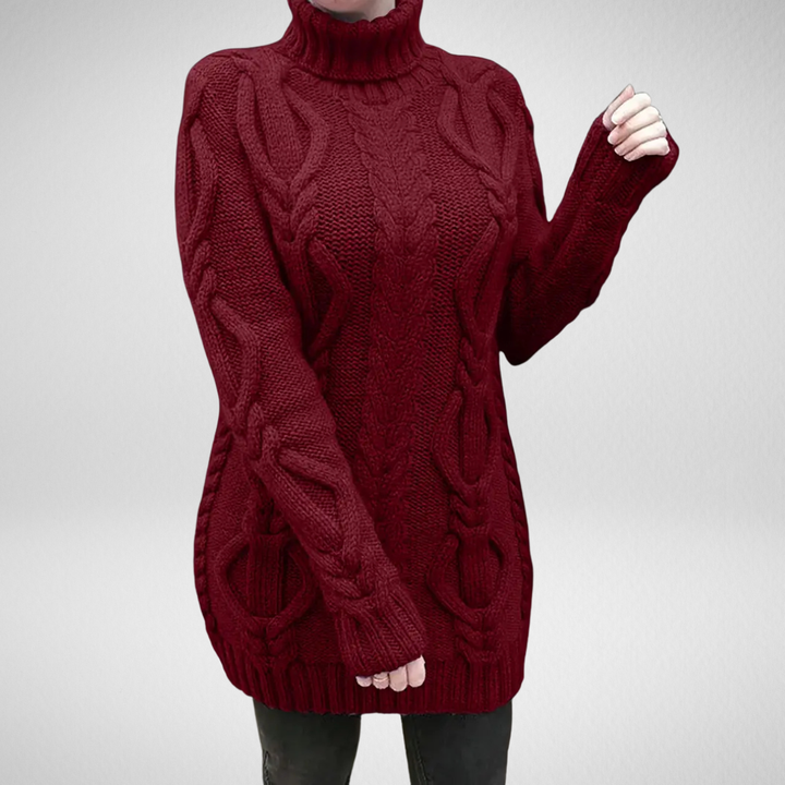 Valéria | Long Winter Cable-Knit Sweater