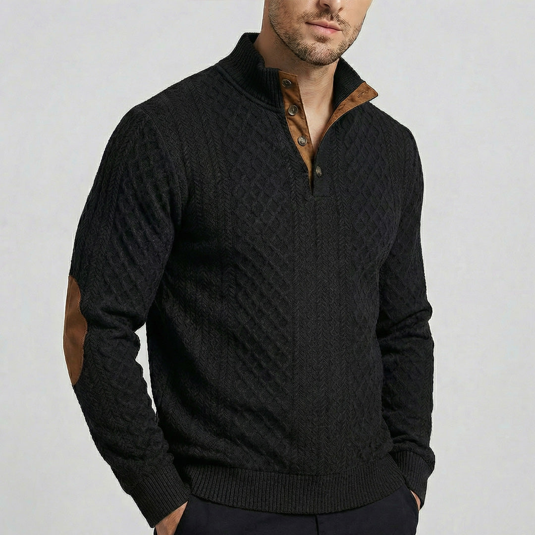 Langston | Classic High Collar Pullover with Clean Knit Body for Men