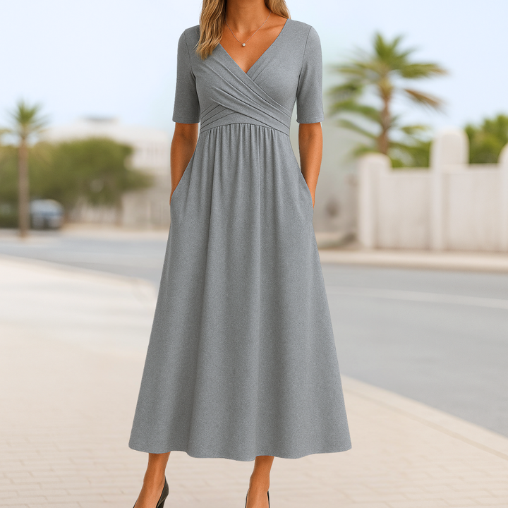 Monique™ | Short Sleeve Crossed Dress