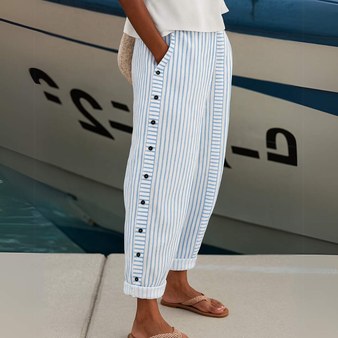 Caitlin | Striped Button Pants