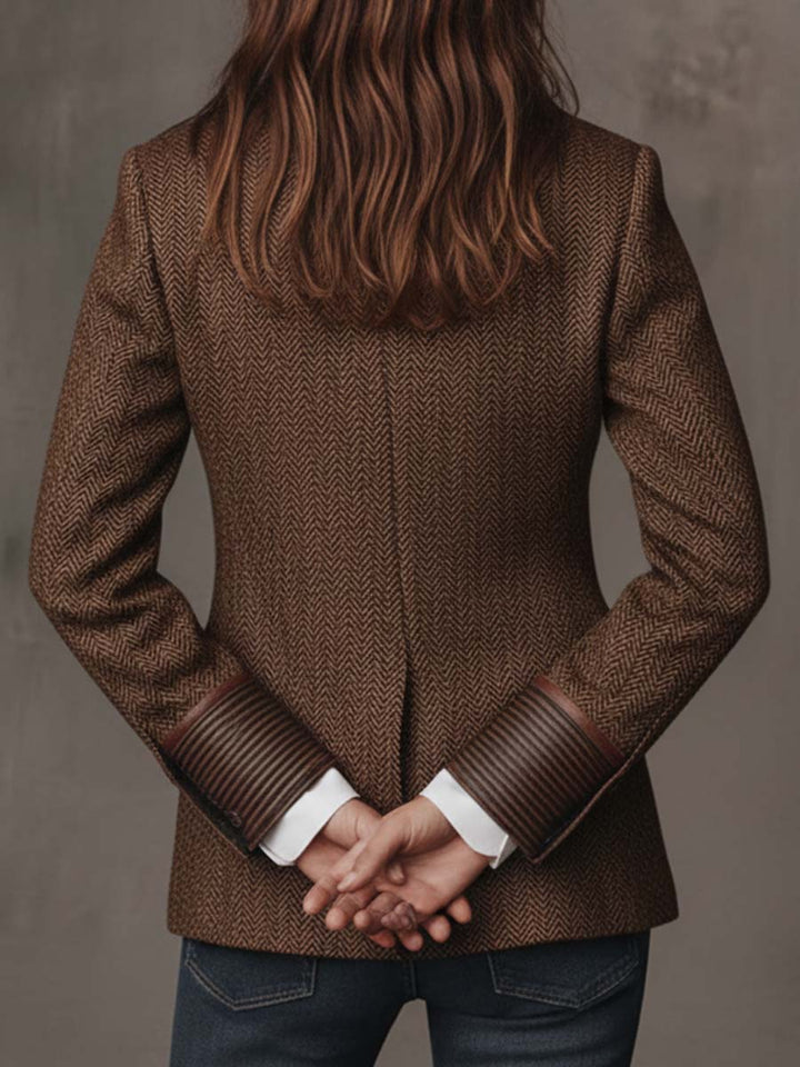 Odette | Herringbone Printed Panel Blazer
