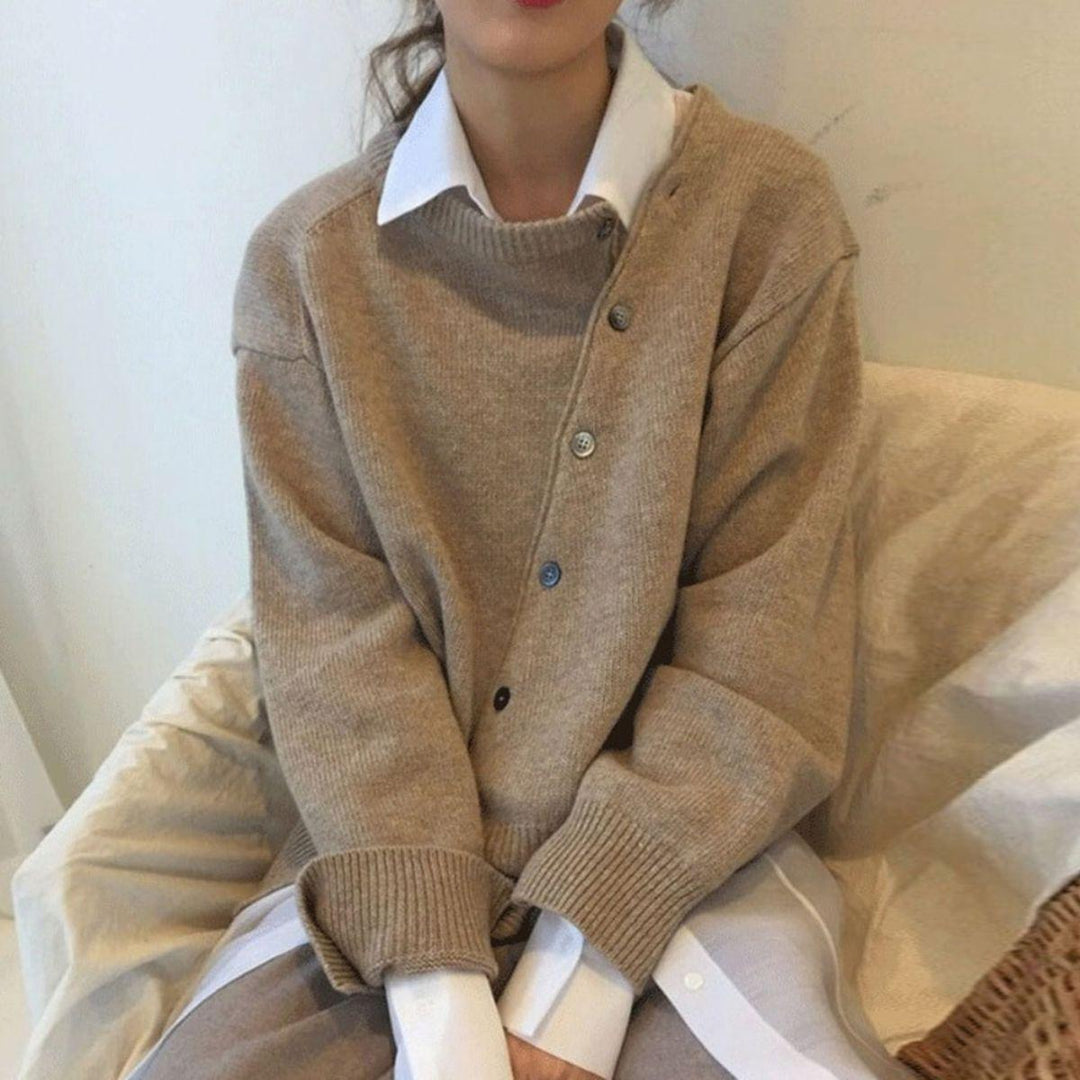 Alycia | Asymmetric Button Cardigan with Distinctive Closure for Women