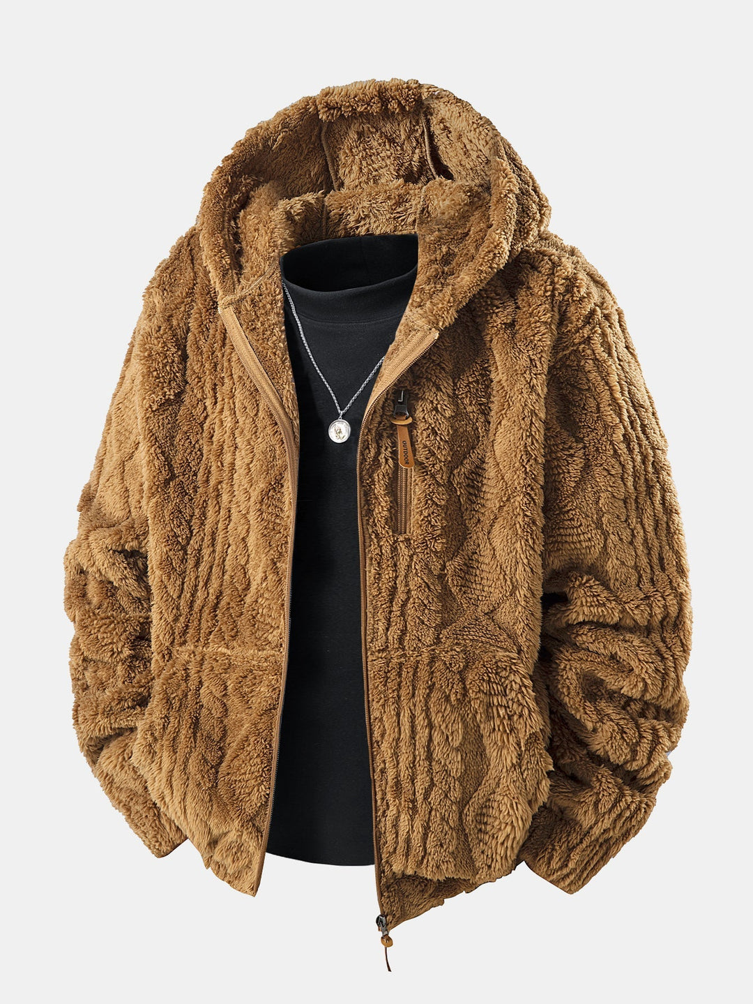 Velinor | Jacquard Teddy Hoodie with Geometric Texture for Men