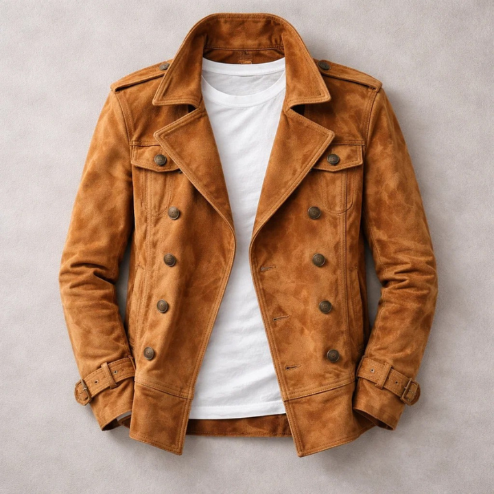 Lawson | Suede Naval Coat with Trim Tailored Silhouette for Men