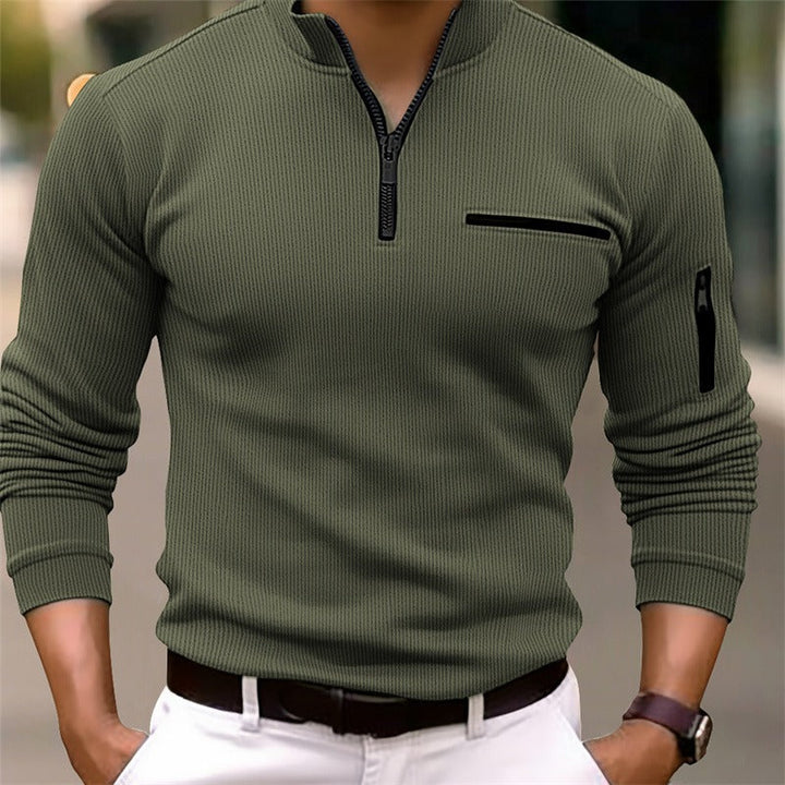 Gusteous | Long Sleeve Zip Polo with Soft Touch Fabric for Men