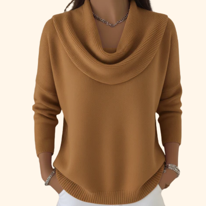Marielle – Elegant Draped-Collar Sweater