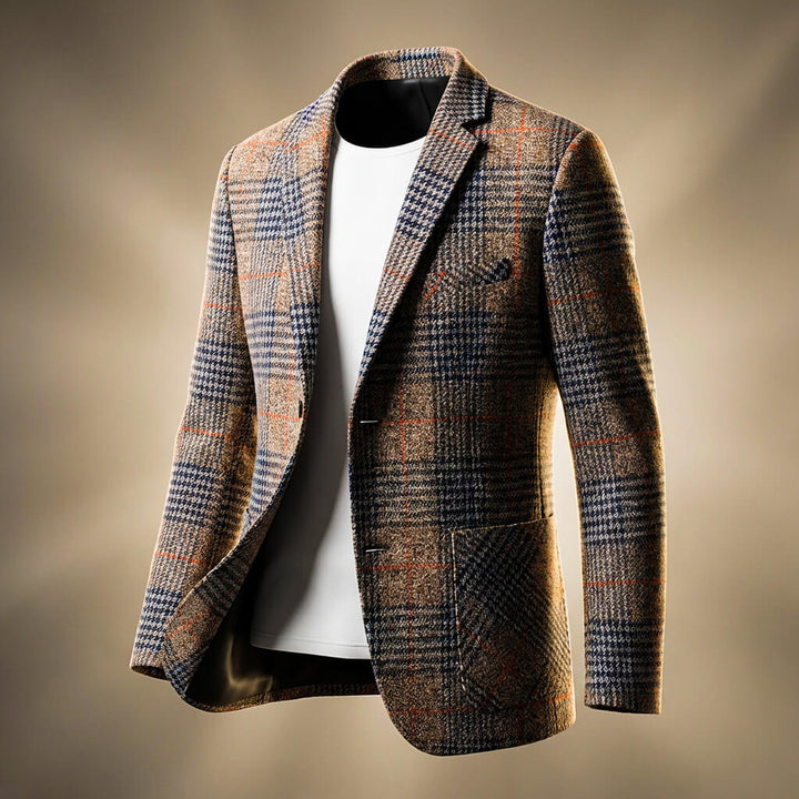 Charles | Wool Blend Houndstooth Blazer with Notch Lapels for Men
