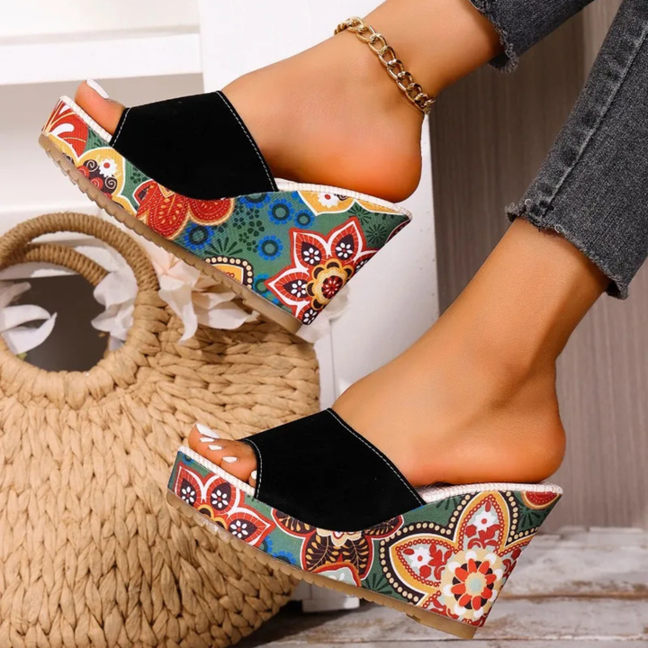 Elena | Bohemian Velvet Wedge Sandal