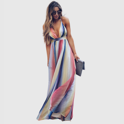 Clover - Bohemian Rainbow Printed Long Dress