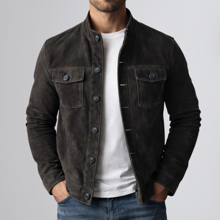 Sterling | Suede Jacket with Dual Chest Pockets for Men