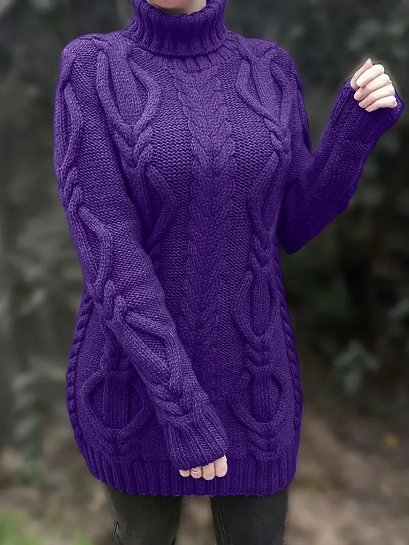Valéria | Long Winter Cable-Knit Sweater