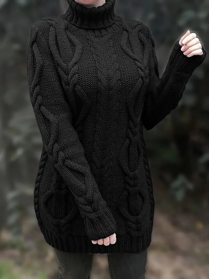 Valéria | Long Winter Cable-Knit Sweater