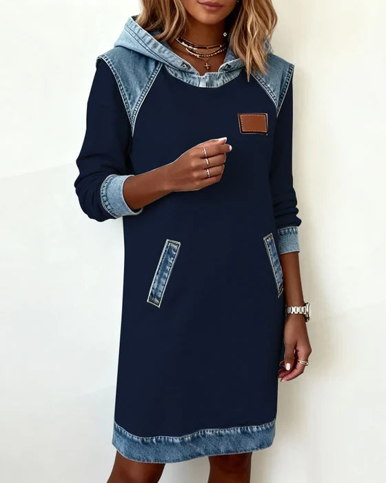 Urban Contrast Hooded Dress