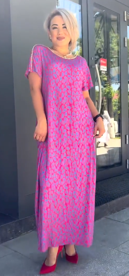 Raven - Spring Chic Printed Maxi Dress with Pockets