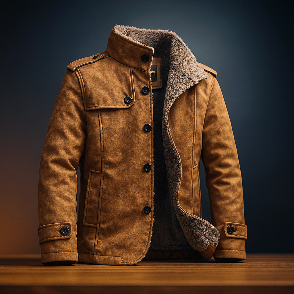 Marston | Suede Lined Winter Coat with Rugged Structure for Men