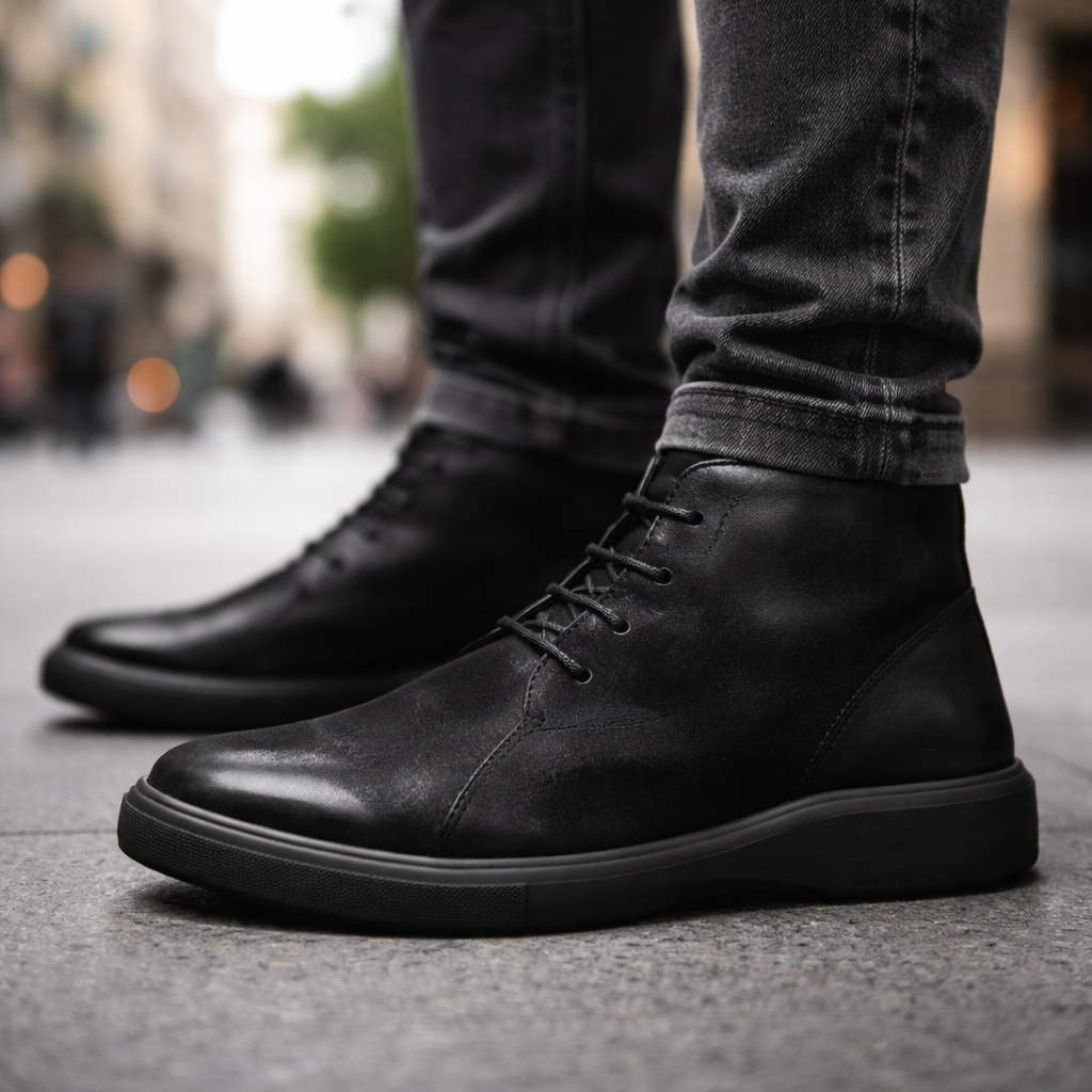 Parker | Leather Shoes with Ankle Height Profile and Cushioned Sole for Men