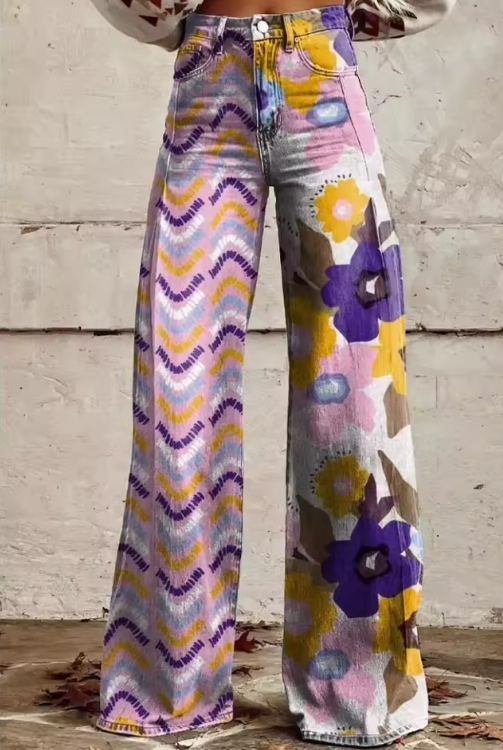 ISADORA™ | Boho Floral Pants with High Waist and Artistic Comfort for Festivals