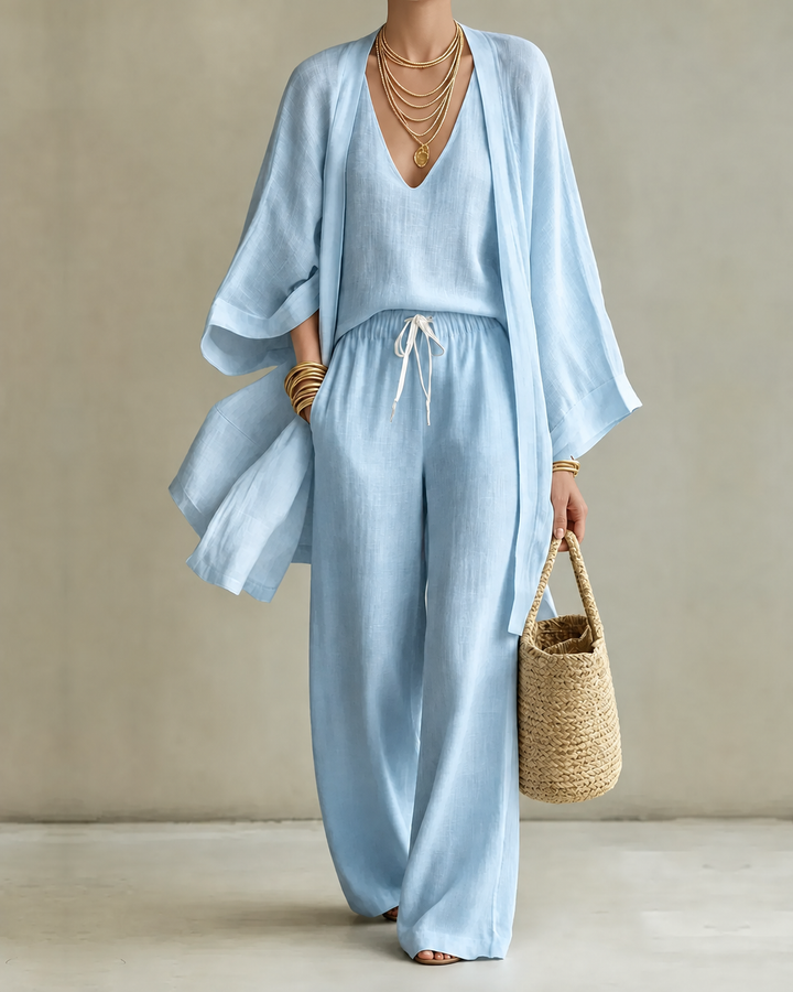 Tanisha | Three Piece Linen Look Set with Summer Ease for Women