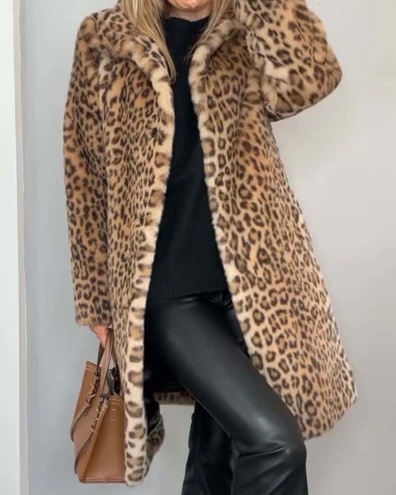 Talitha | Leopard Print Coat with Soft Handle for Women