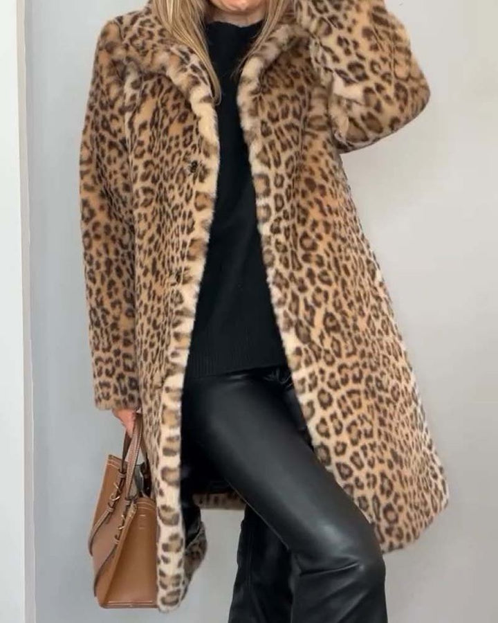 Talitha | Leopard Print Coat with Soft Handle for Women